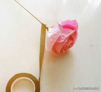 ​皱纹纸玫瑰花教程一步一步图解(皱纹纸玫瑰花束)