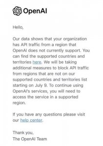 ​中国在内！OpenAI将终止对这些国家和地区API服务