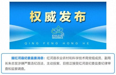 ​主动投案！云南红河县1名干部接受审查调查