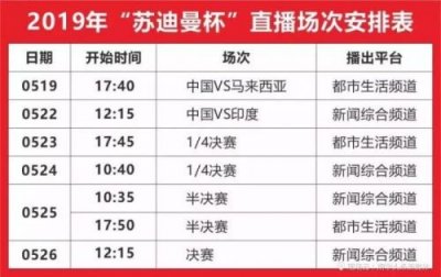 ​2019苏迪曼杯羽球团赛中国队赛程时间安排 比赛阵容名单