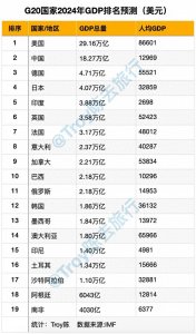 ​G20各国2024年GDP排名