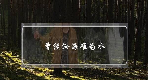 除却巫山不是云曾经沧海难为水是什么意思