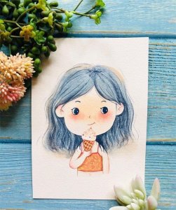 ​手绘小清新女孩简笔画头像