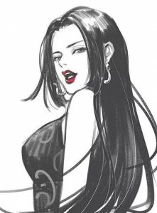 ​海贼王素描单色图，女帝，罗宾美貌动人，不食人间烟火！