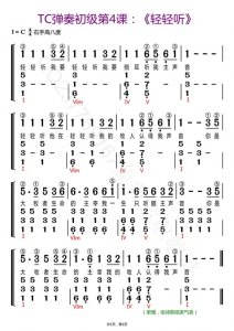 ​TC4.2「司琴教学免费」弹奏初级第4课歌谱《轻轻听》