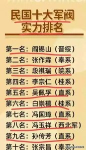​终于有人把民国10大军阀实力排名，整理出来了，收藏看一看吧。
