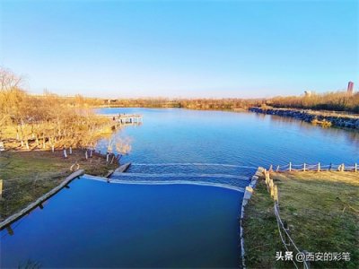 ​西安浐灞国家湿地公园南北湖泊梦幻般的湖光冬色