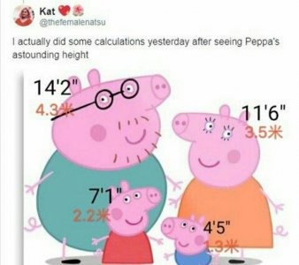 ​佩奇真实身高超过两米！作为一个人，我的身高竟然比不过一只小猪……