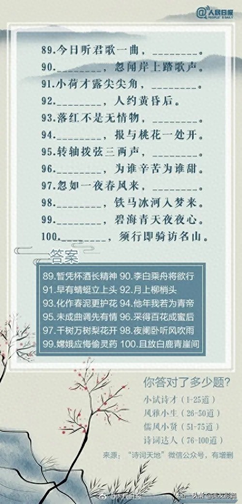 经典古诗词一百句