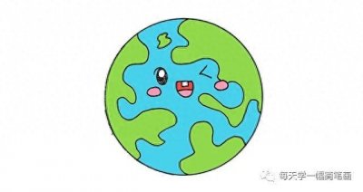 ​每天学一幅简笔画--彩色地球简笔画的画法步骤